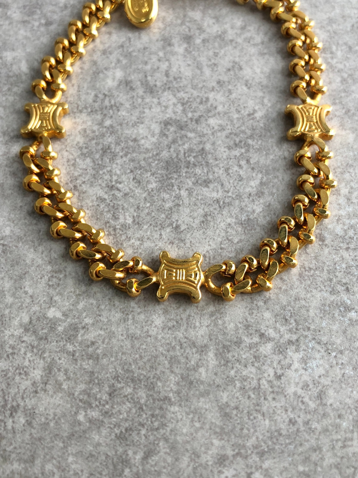 CELINE Blason Bracelet Gold Vintage iiprxa