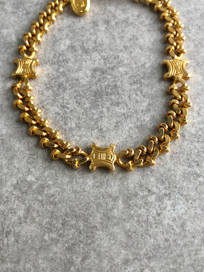 CELINE Blason Bracelet Gold Vintage iiprxa