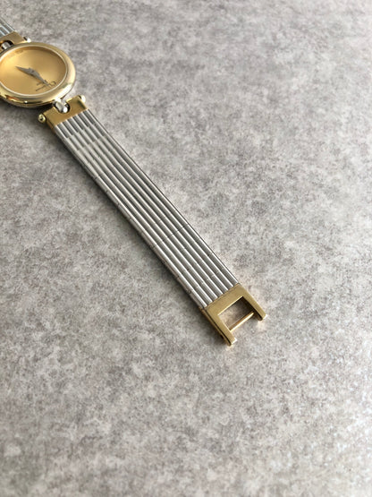 Christian Dior Logo Quartz Watch Silver×Gold 3025 Vintage h2x5fz