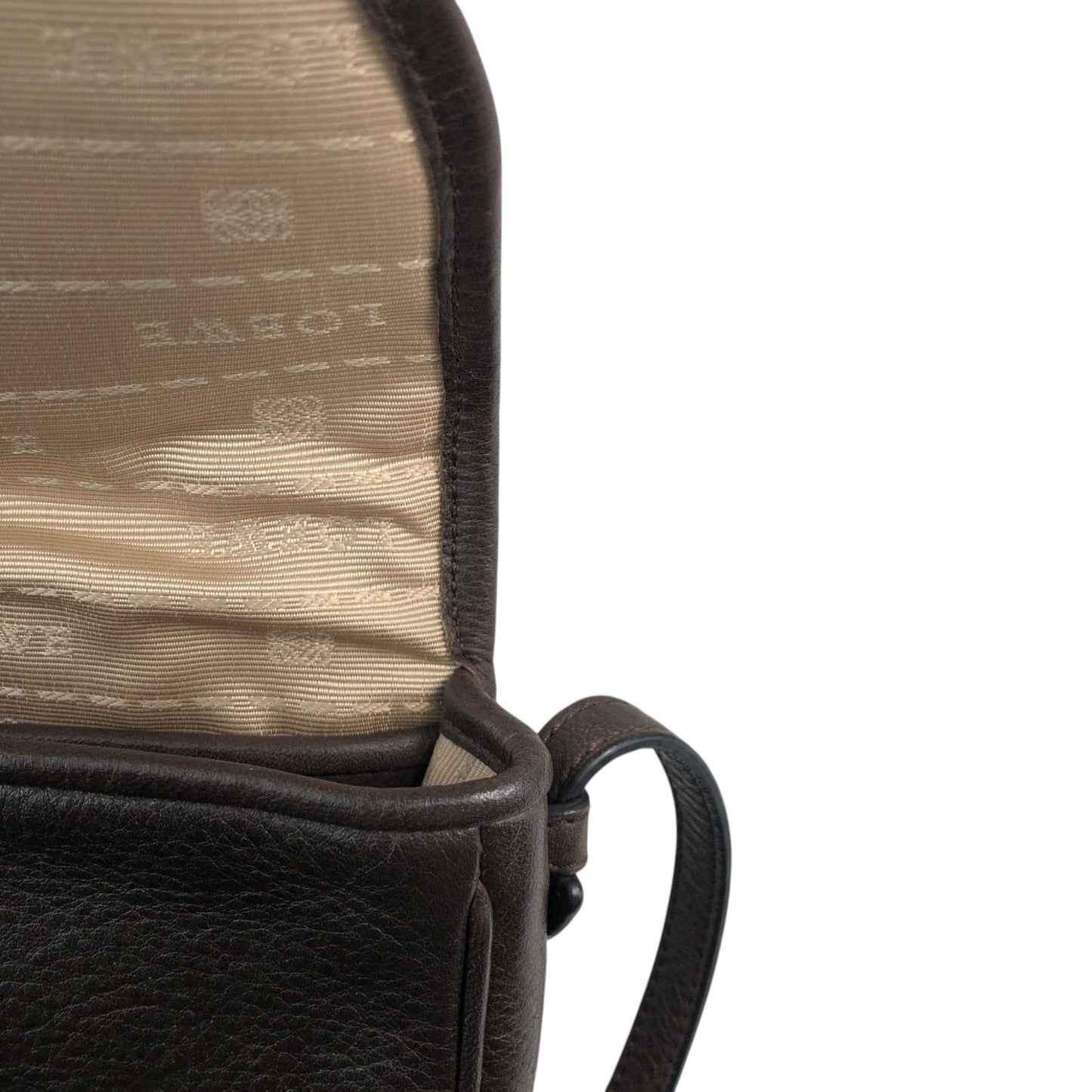 LOEWE Logo Embossed Small Shoulder bag Brown Vintage iavthk