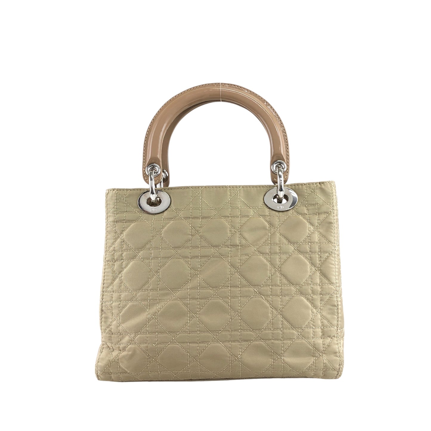 Christian Dior Lady Dior Cannage Logo Charm Handbag Beige Vintage 8h86ku