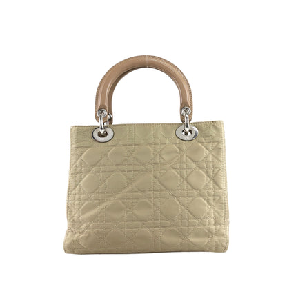Christian Dior Lady Dior Cannage Logo Charm Handbag Beige Vintage 8h86ku