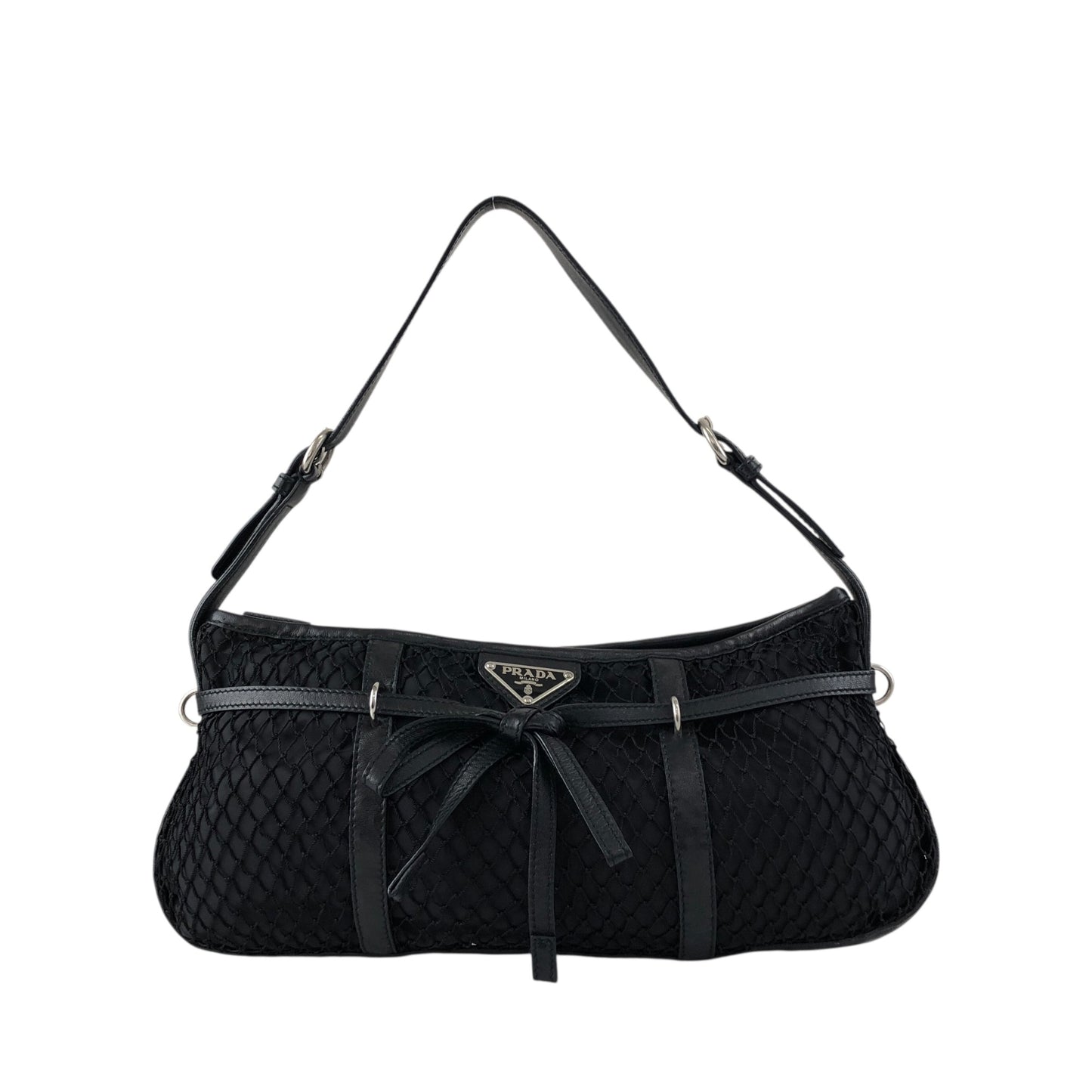 PRADA Tessuto Triangle Logo Shoulder bag Black Vintage 7hmnip