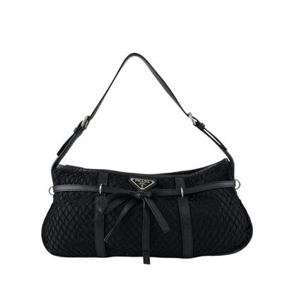 PRADA Tessuto Triangle Logo Shoulder bag Black Vintage 7hmnip