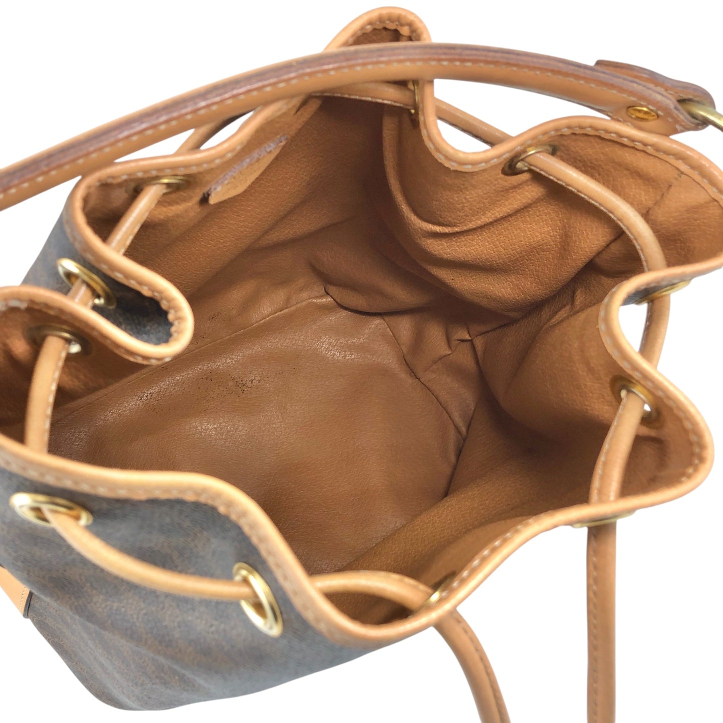 CELINE Macadam Drawstring Shoulder bag Brown Vintage 4wnnyy