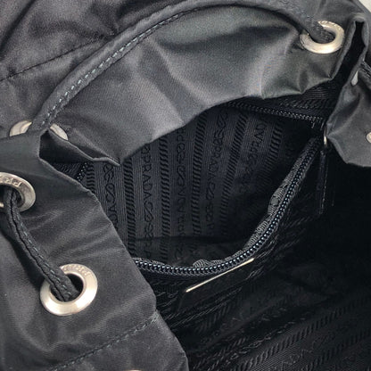 PRADA Tessuto Triangle Logo Double Pocket Backpack Black Vintage rikdef