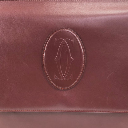 Cartier Logo Embossed Flap Shoulder bag Bordeaux Vintage hydpbp