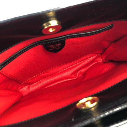 CELINE Toggle Motif 皮革肩背包手提包黑色復古 ag3tya 