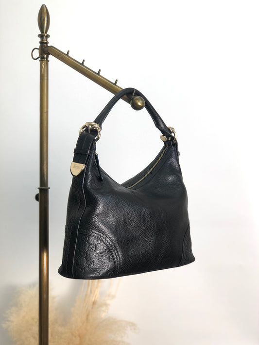 GUCCI Logo Shoulder bag Hobobag Black Vintage 7u7kf6