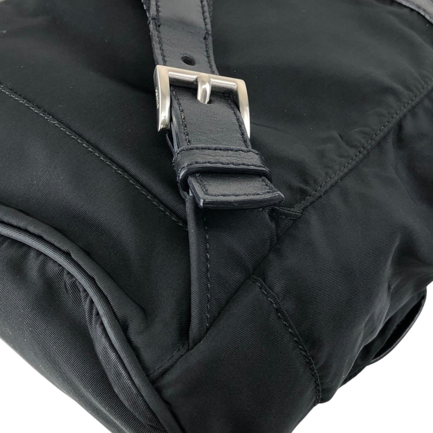 PRADA Tessuto Triangle Logo Double Pocket Backpack Black Vintage xgxrpz