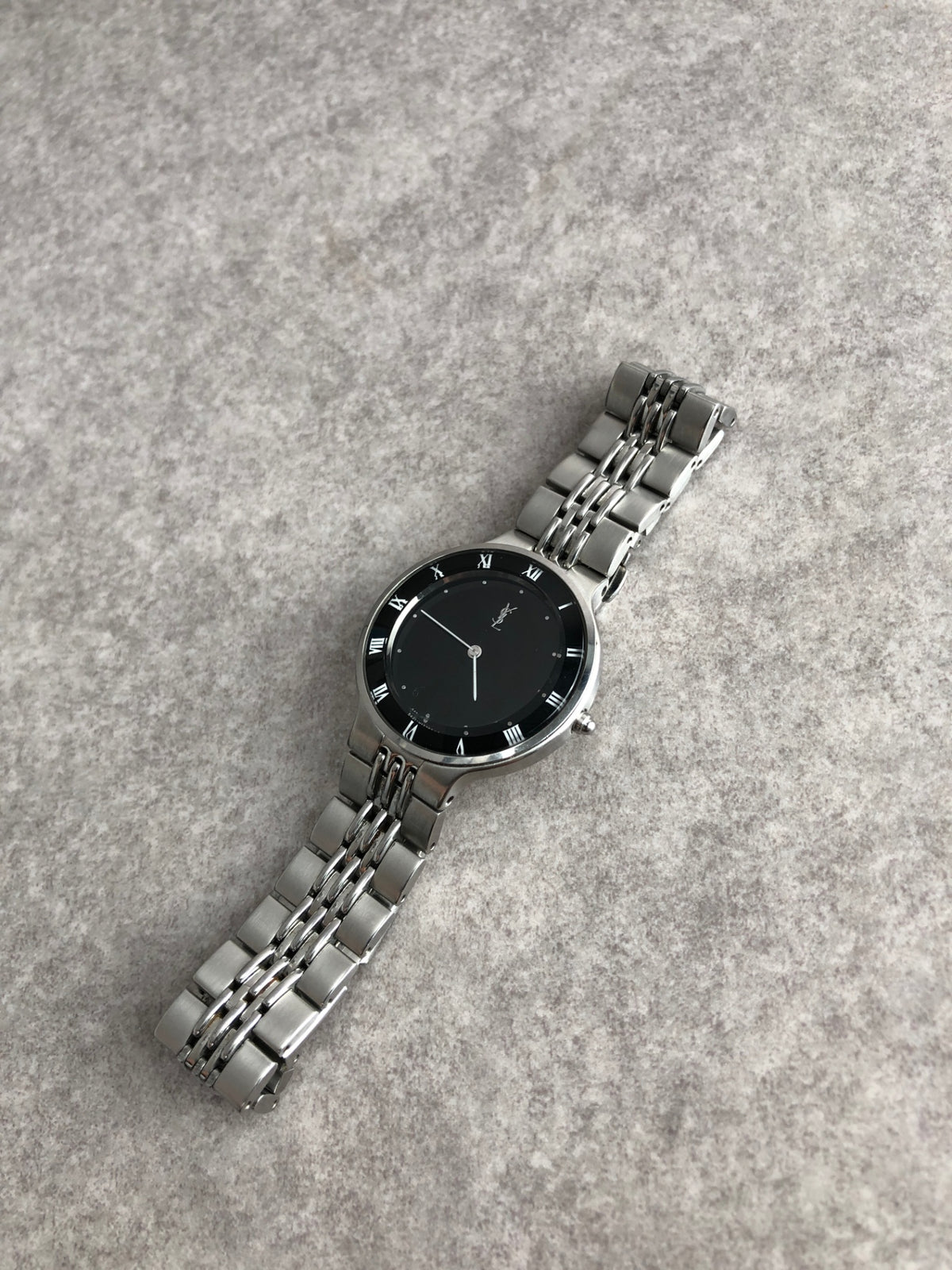 Yves Saint Laurent YSL Logo Watch Silver Vintage rshuab