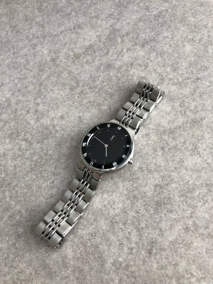 Yves Saint Laurent YSL Logo Watch Silver Vintage rshuab