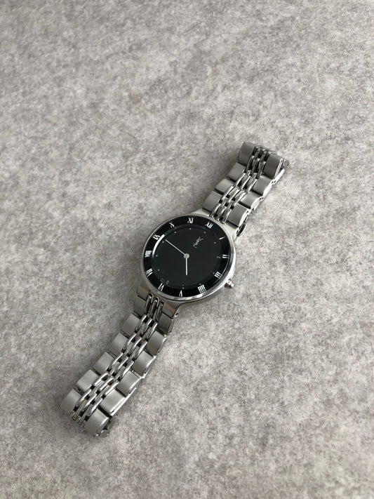 Yves Saint Laurent YSL Logo Watch Silver Vintage rshuab