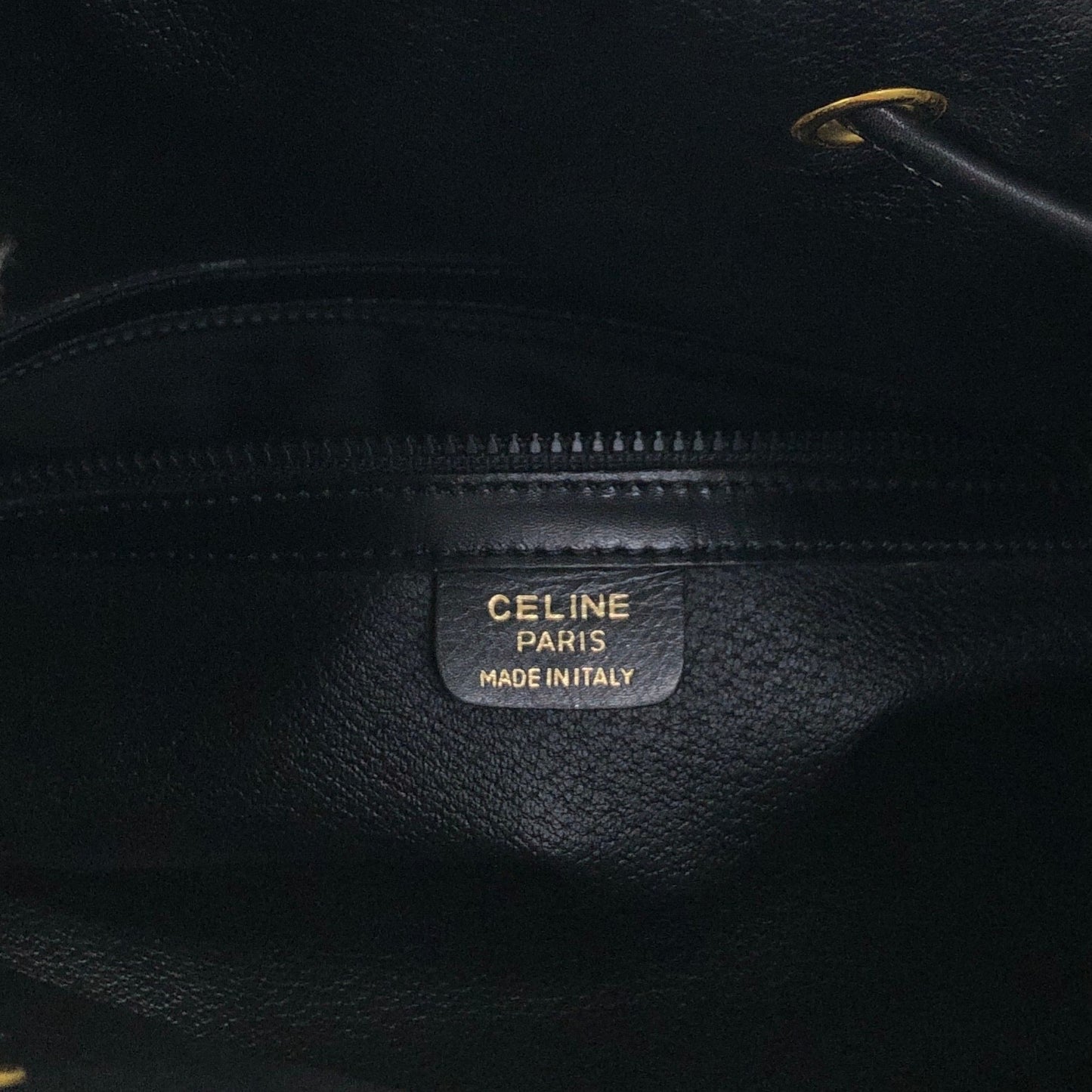 CELINE Blason Drawstring Shoulder bag Black Vintage 6uw6d7