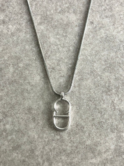 Christian Dior CD Logo Necklace Silver Vintage bgzdni