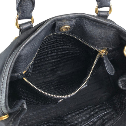 PRADA Triangle Logo Two-way Handbag Shoulder bag Black Vintage jun4wc