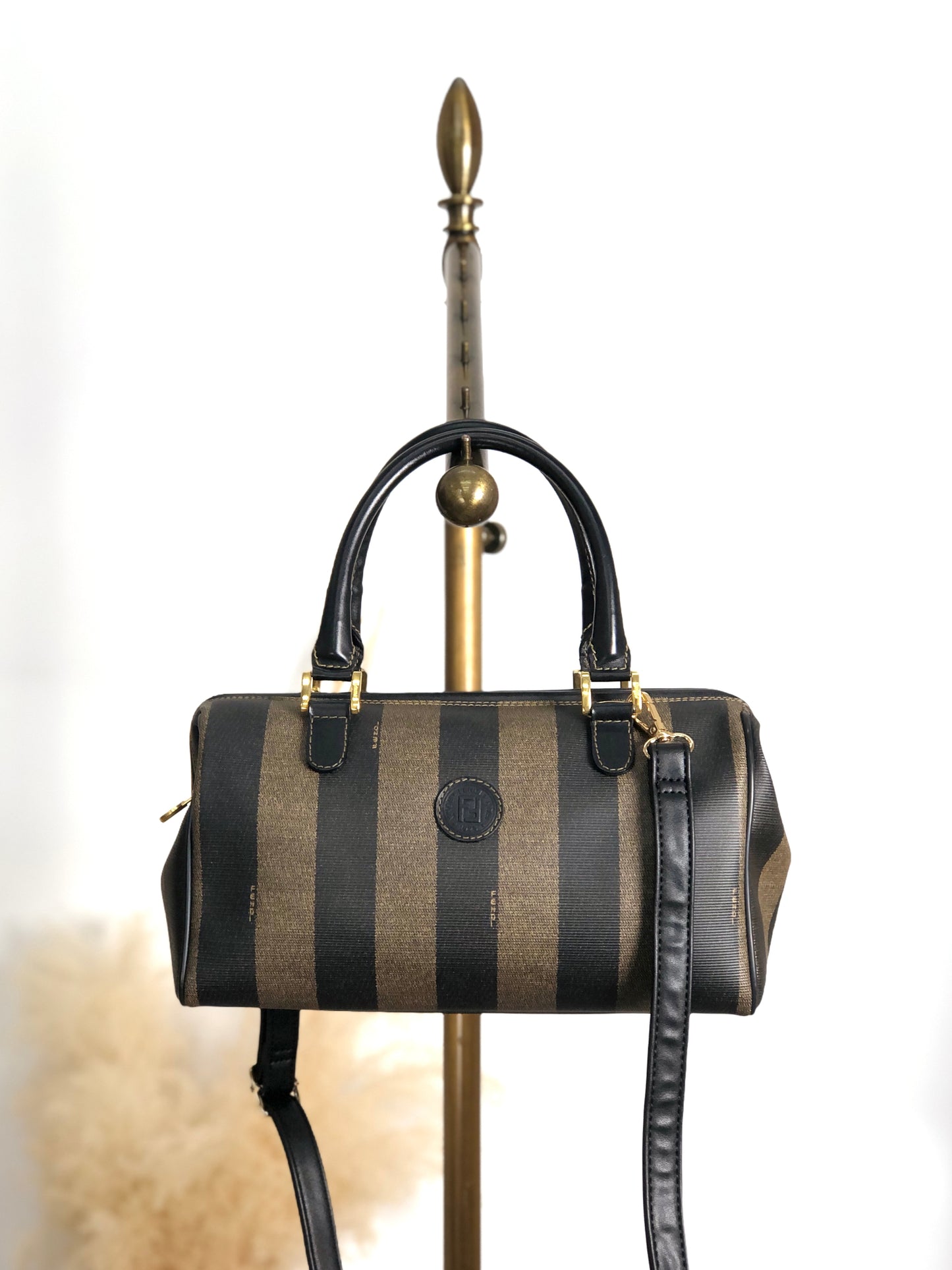 FENDI Pecan Two-way Small Boston bag Shoulder bag Brown Vintage ntzyuv