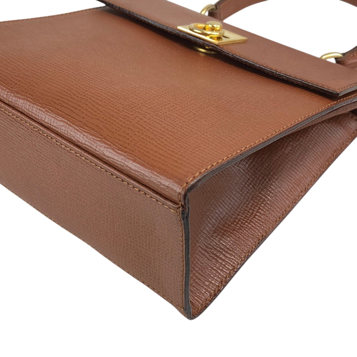 CELINE Gancini Two-way Handbag Shoulder bag Brown Vintage er5nhw