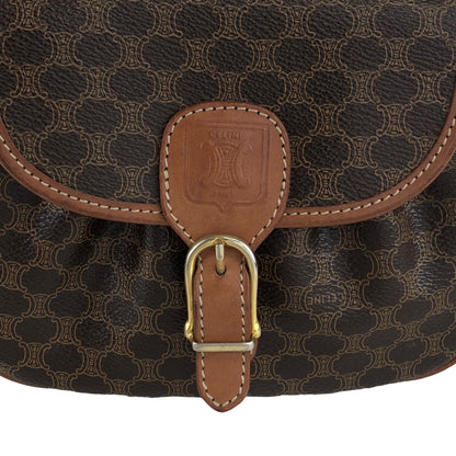 CELINE Macadam Blason Front Buckle Shoulder bag Brown Vintage nunsei