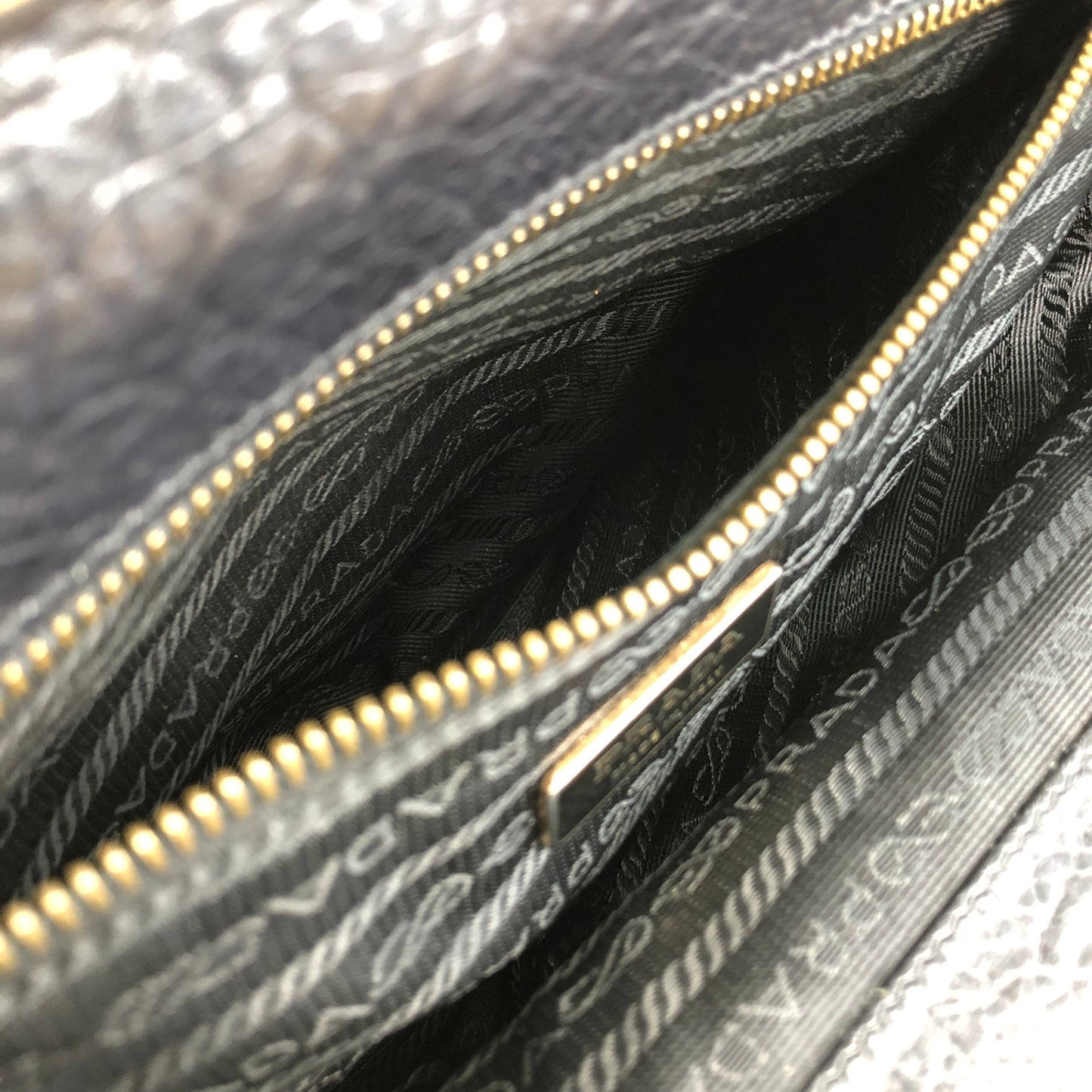 PRADA Triangle Logo Metal Clasp Handbag Black Vintage caemtz