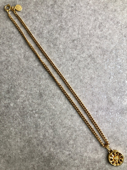 CELINE Blason Necklace Gold Vintage mf5tdd