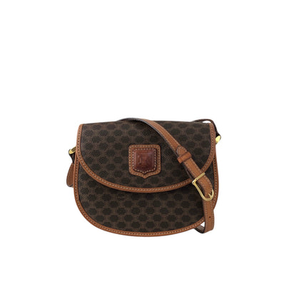 CELINE Macadam Blason Round Shoulder bag Brown Vintage nugdn8