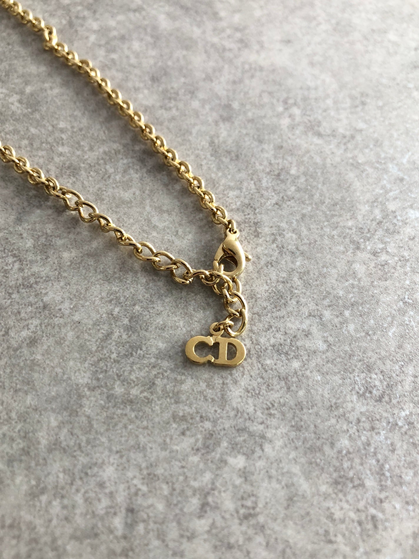 Christian Dior Logo Necklace Gold Vintage px6mfb