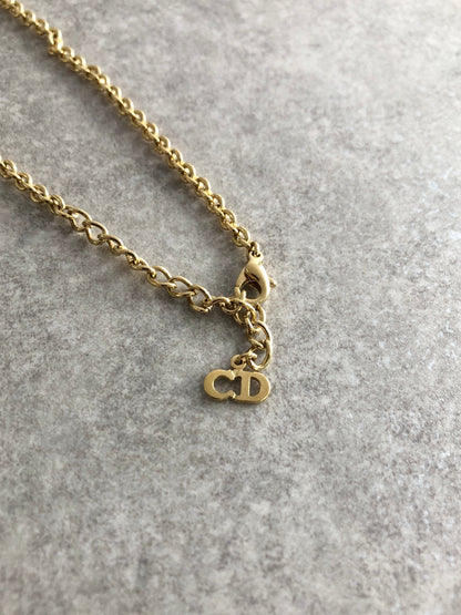 Christian Dior Logo Necklace Gold Vintage px6mfb
