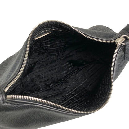 PRADA Triangle Logo Shoulder bag Hobobag Black Vintage 5at4nv