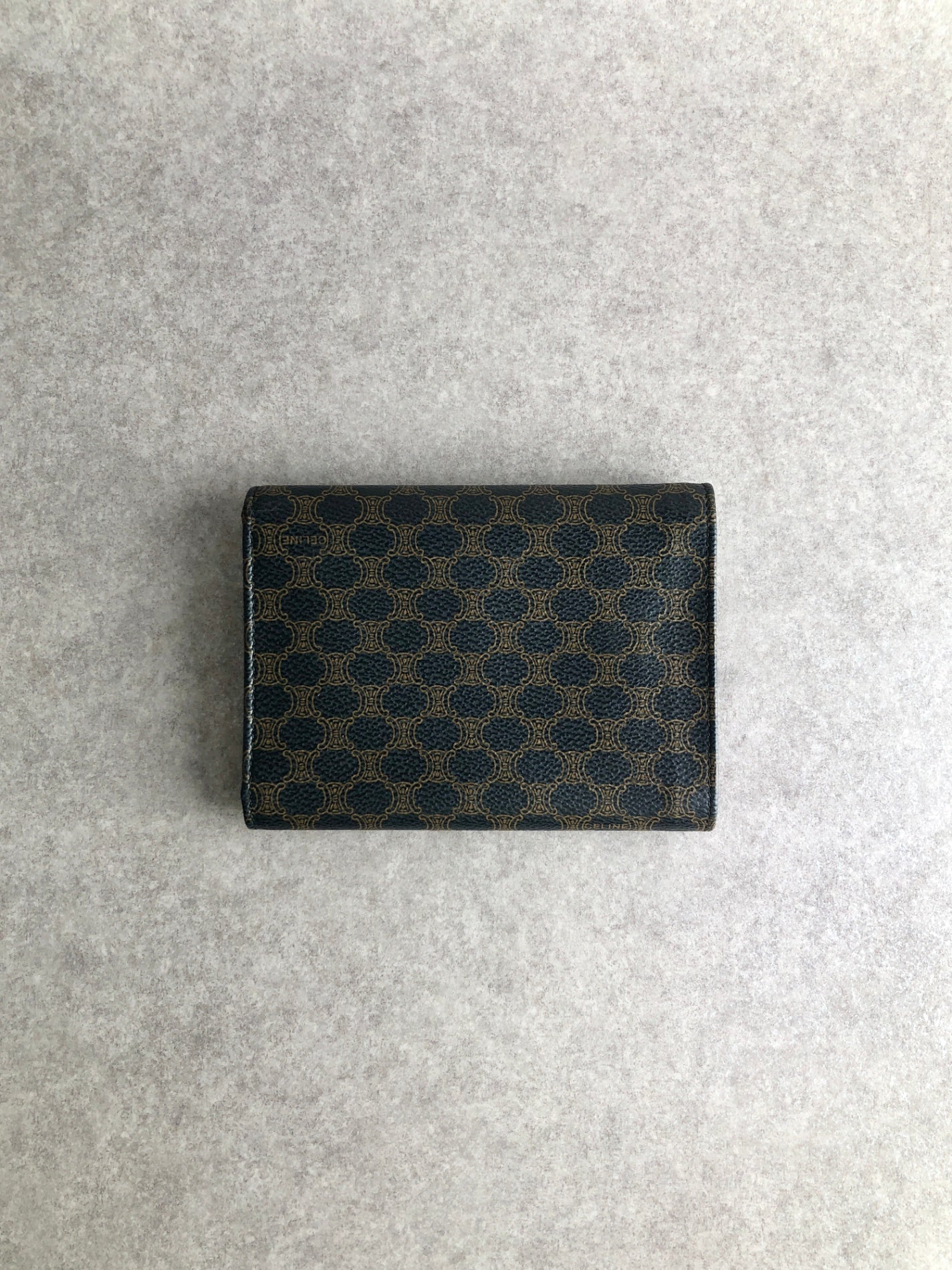 CELINE Macadam Trifold Wallet Black Vintage bybkp7