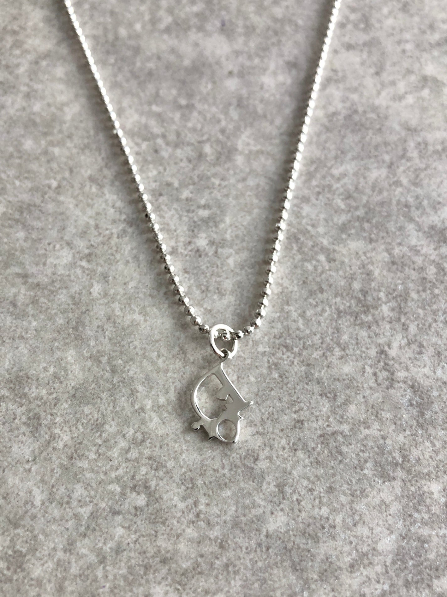 Christian Dior Logo Motif Necklace Silver Vintage dhizmp