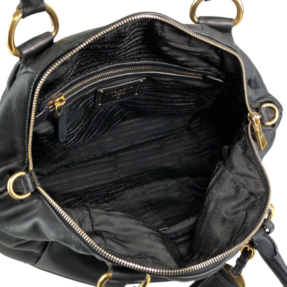 PRADA Logo Two-way Handbag Shoulder bag Black Vintage b3cs48