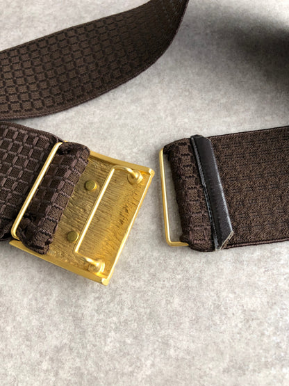 Yves Saint Laurent YSL Logo Cassandra Belt Brown Vintage 3x4ie5