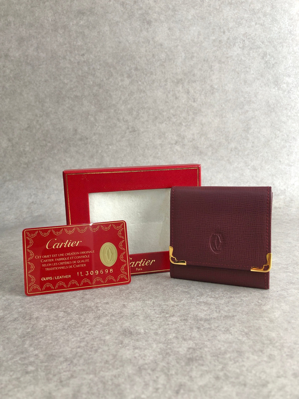 Cartier Logo Coin Purse Bordeaux Vintage 7pxaxi