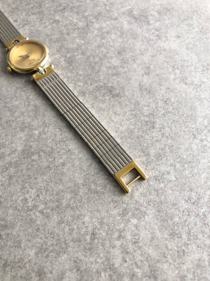 Christian Dior Logo Quartz Watch Silver×Gold 3025 Vintage ngmhnw