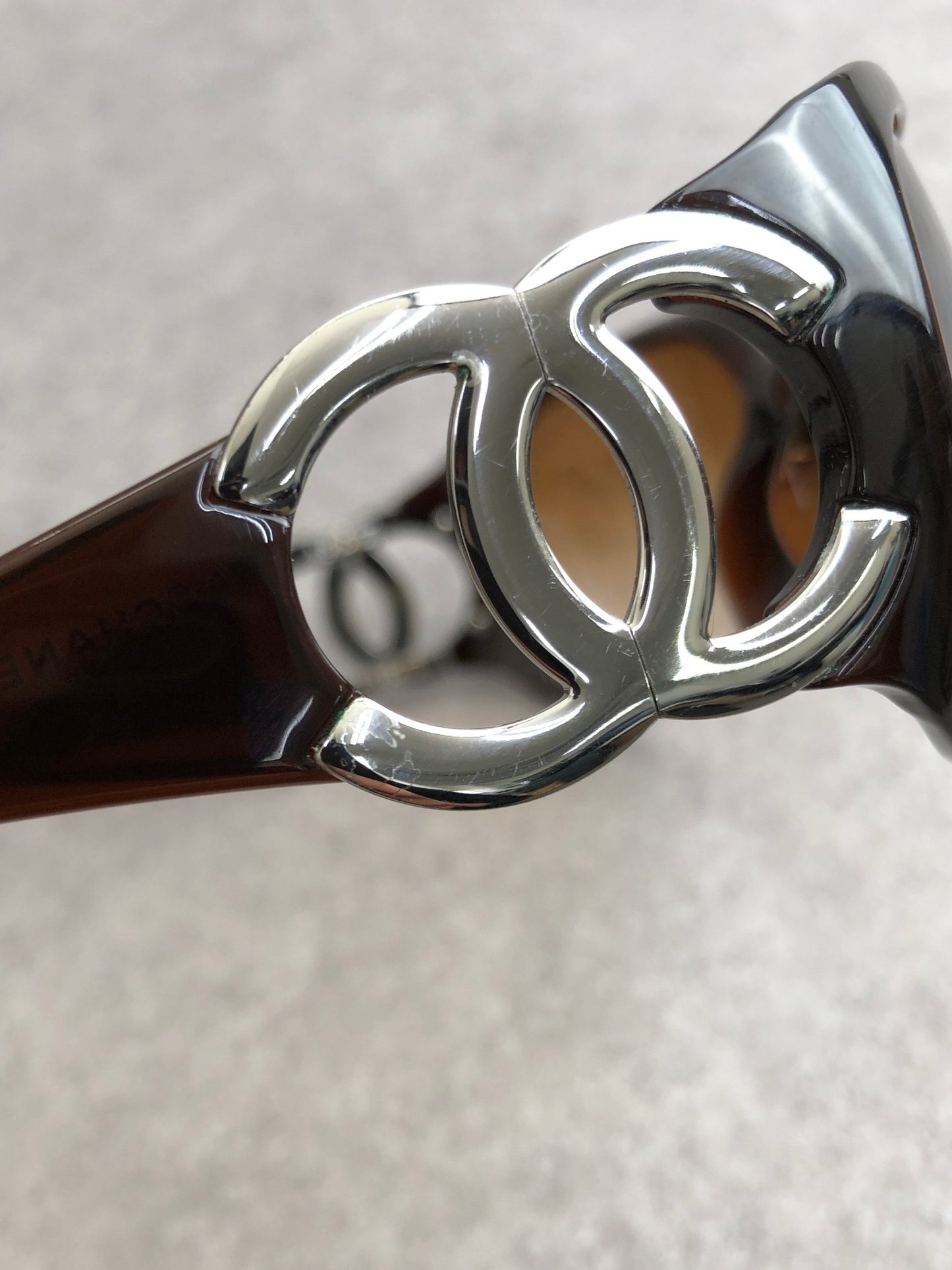 CHANEL Coco Mark Sunglasses Brown Vintage 2naxv6