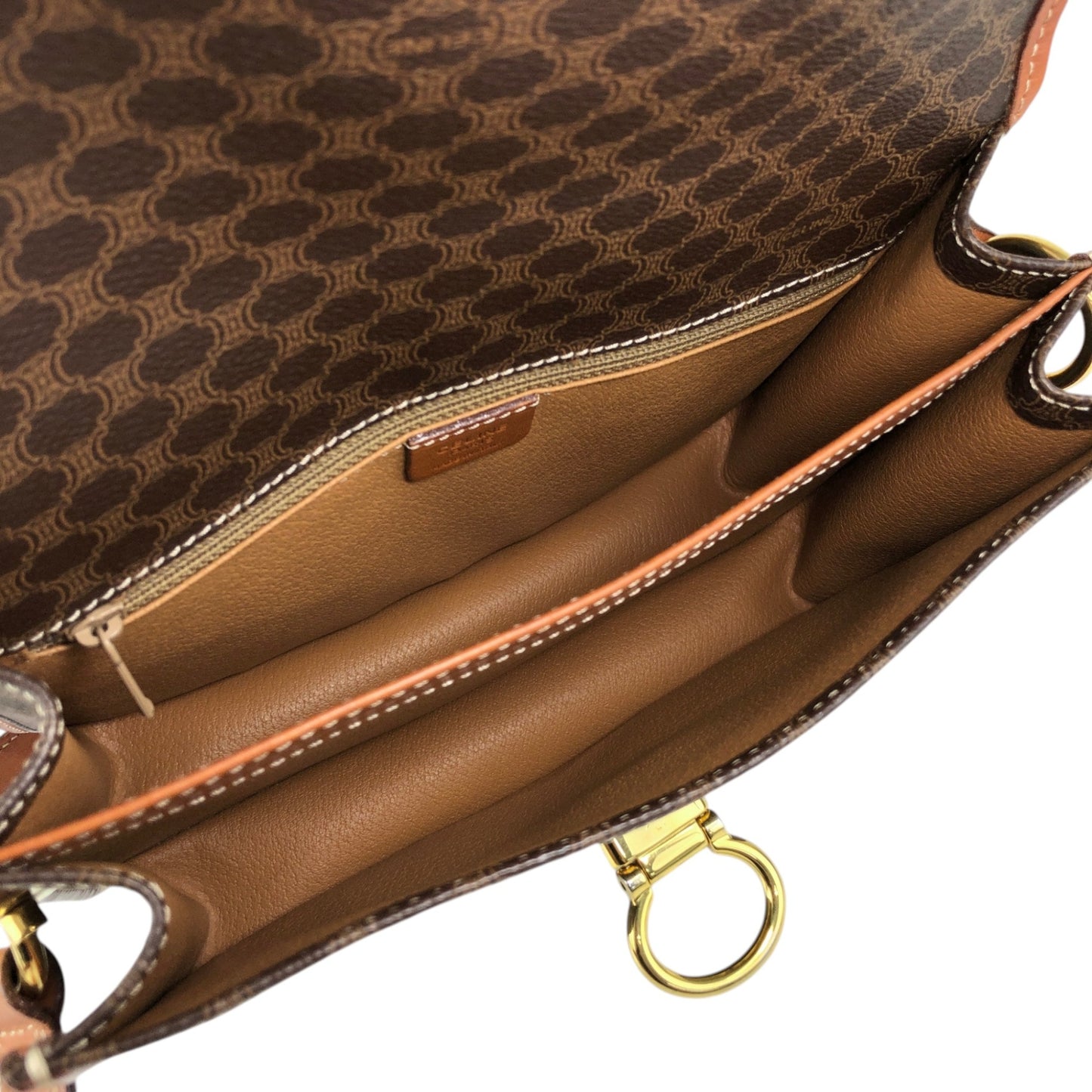 CELINE Macadam Gancini Shoulder bag Brown Vintage dkdrvy
