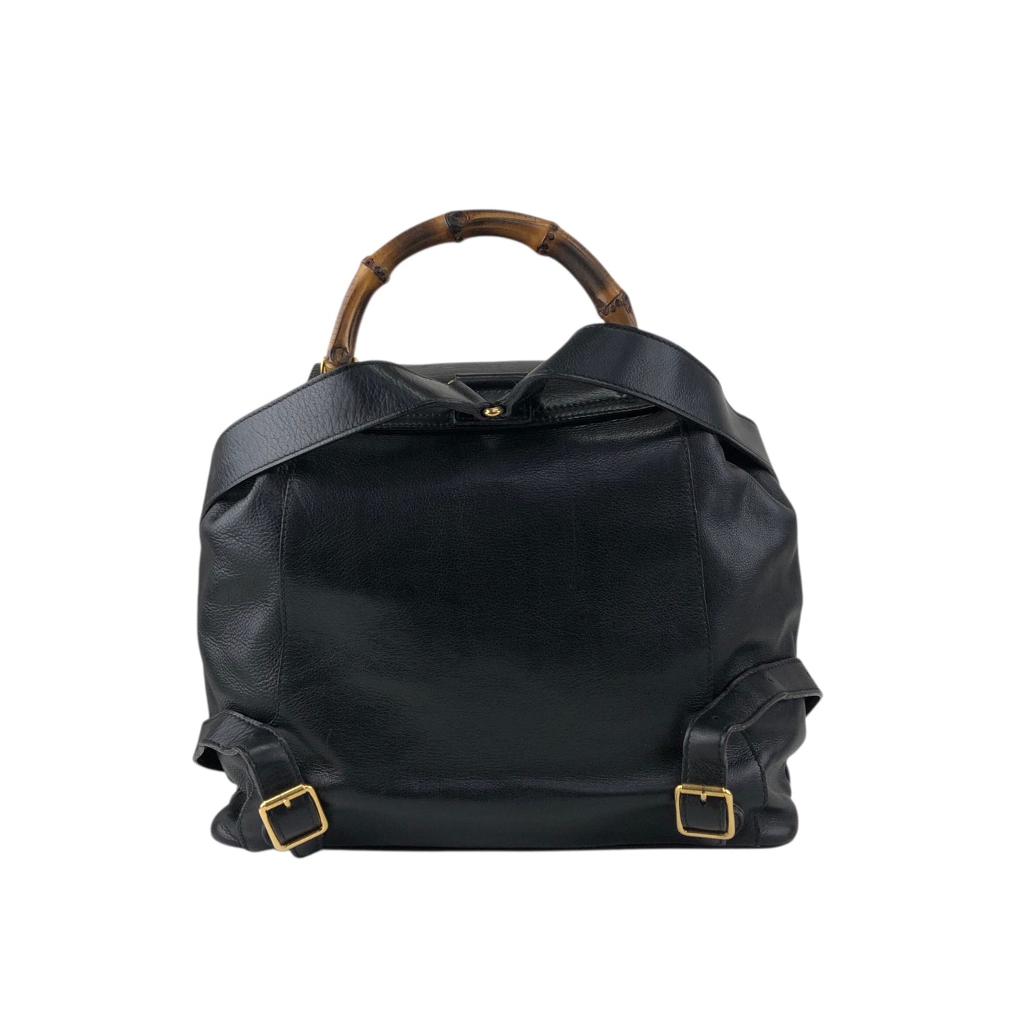 GUCCI Bamboo Double Pocket Backpack Black Vintage 5xx4xe