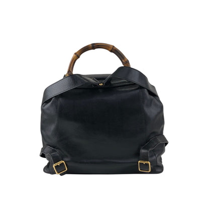 GUCCI Bamboo Double Pocket Backpack Black Vintage 5xx4xe