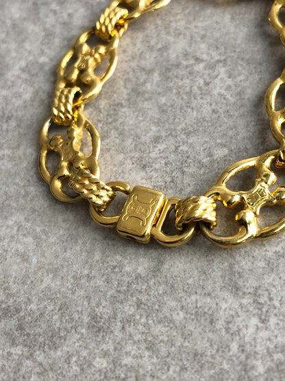CELINE Blason Bracelet Gold Vintage c8w5h2