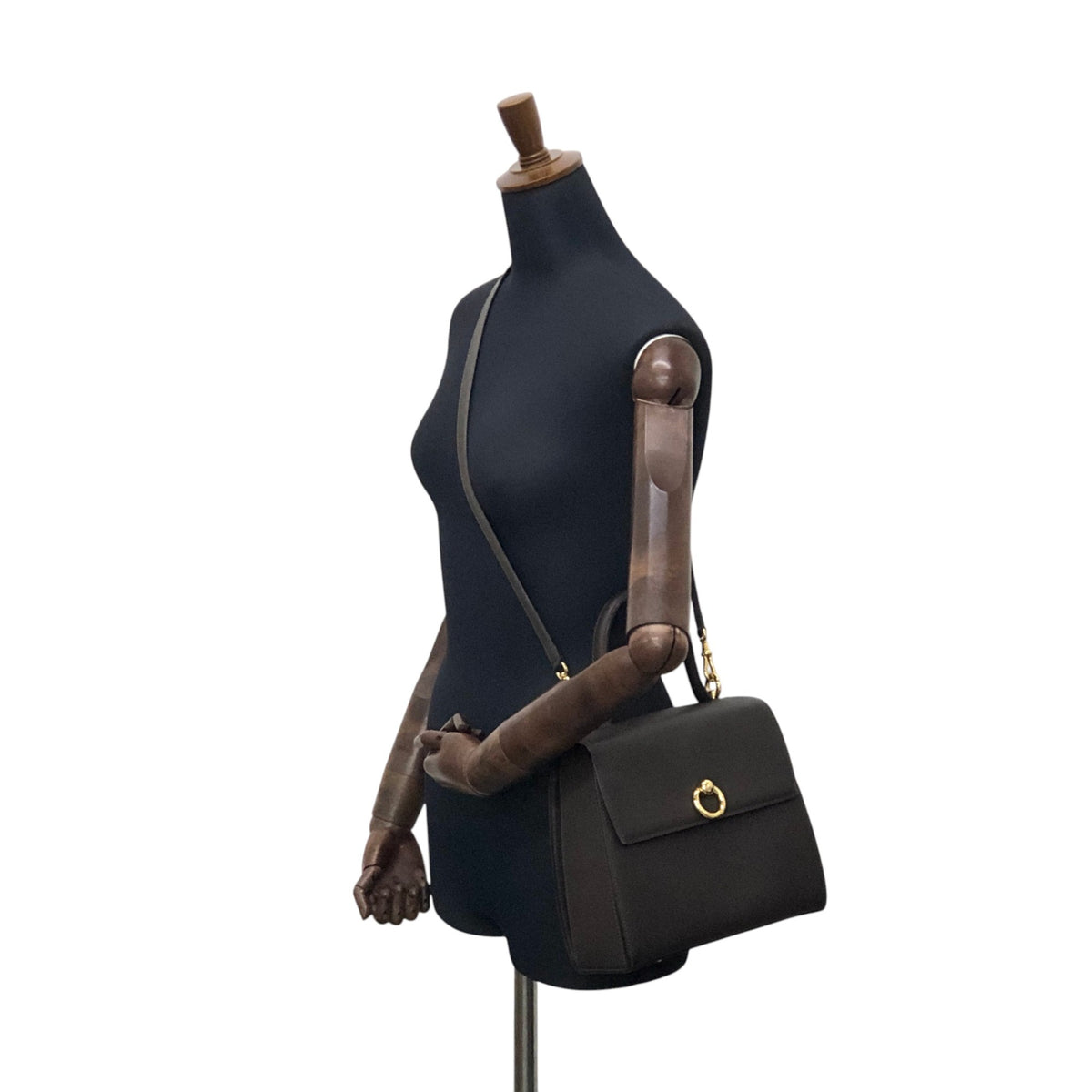 CELINE Gancini Two-way Handbag Shoulder bag Black Vintage hyifjs
