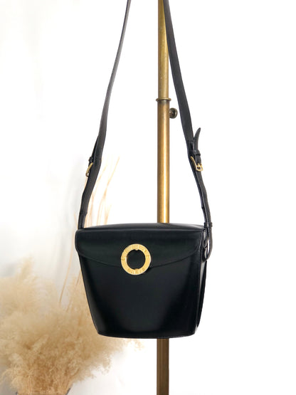 CELINE Circle Logo Shoulder bag Black Vintage kfiinf