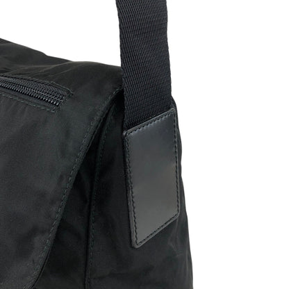 PRADA Tessuto Triangle Logo Shoulder bag Black Vintage p4wsch
