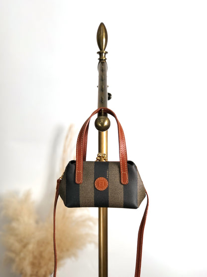 FENDI Pecan Logo Metal Closure Two-way Handbag Shoulder bag Brown Vintage pr7k2h