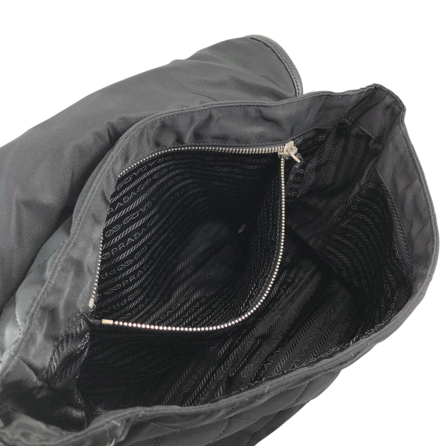 PRADA Tessuto Triangle Logo Shoulder bag Black Vintage g5c3is