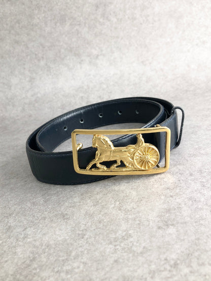 CELINE Horse Carriage Belt Navy Vintage dnd65j