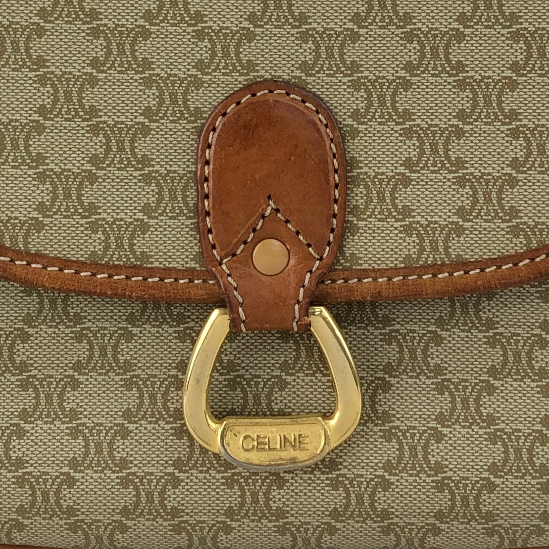 CELINE Macadam Horseshoe Small Shoulder bag Beige Vintage myw6bv
