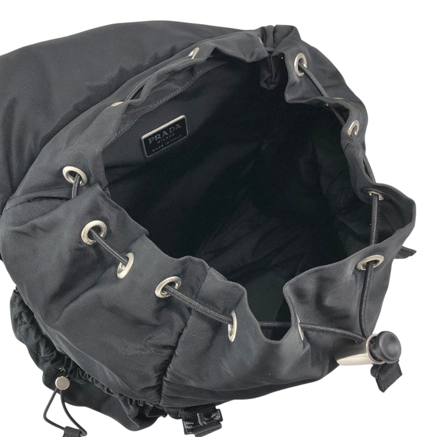 PRADA Tessuto Triangle Logo Backpack Black Vintage 6bctx4