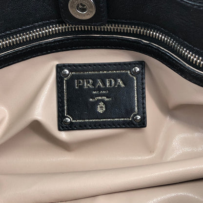 PRADA Studs Pushlock Shoulder bag Black Vintage mh4vuk