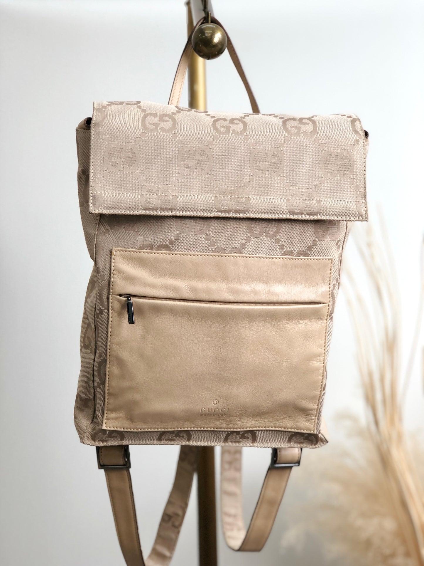 GUCCI GG Pattern Backpack Beige Vintage pyhijz